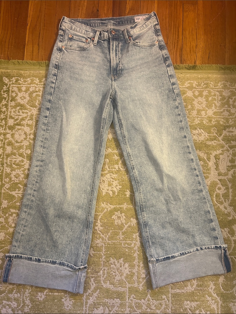 GAP Women's Light Wash Wide Leg Jeans High-Rise Stride